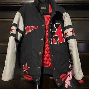 Stall and Dean Black Red and Gray Harvard Crimson Varsity Jacket Red Accents